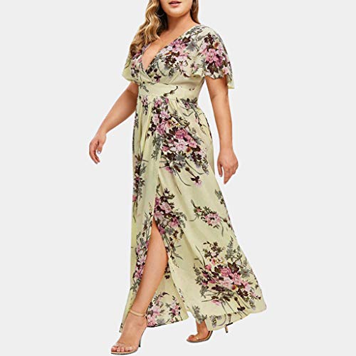 Linen Dresses for Women 2023, Womens Ruffle Sun Dress Summer Short Sleeve Dress Casual Summer Maxi Dresses Yellow