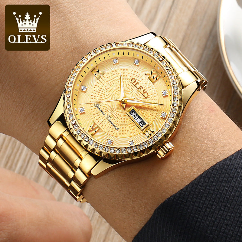 Foreign trade hot watches Oulian cross-border Amazon full gold quartz table diamond men's watch men's watch