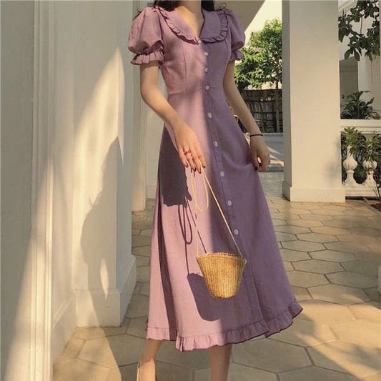 French Style Retro Minority Women New Waist-Tight Maxi Summer Long Party Elegant Office Casual Dress Cloth Vintage Lady Dresses